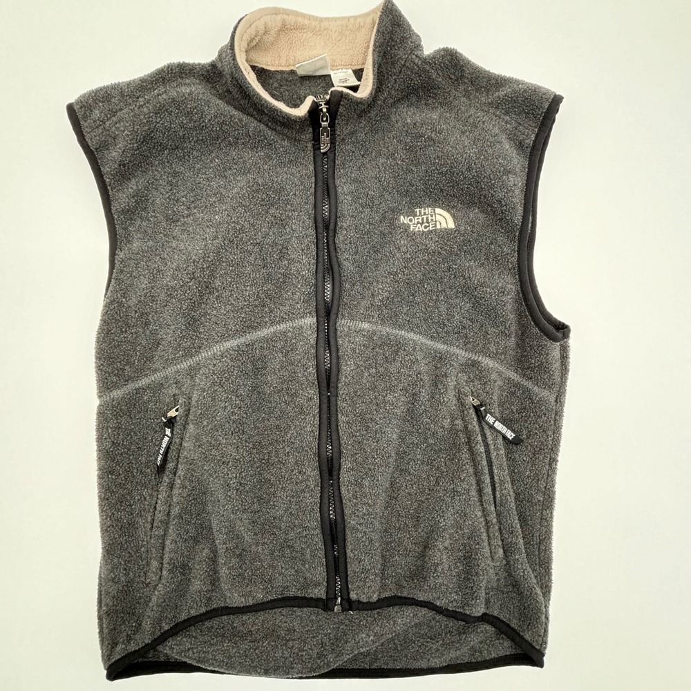 The North Face Fleece Vest Mens Medium Gray‎ Full Zip Sleeveless Jacket